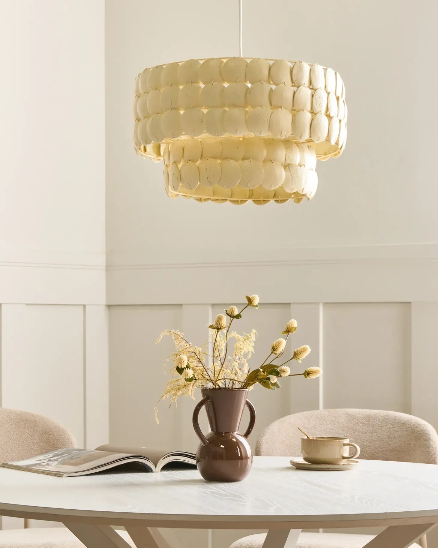 Lysekrone KOTMALE Kokosnødde-skal Lys Beige