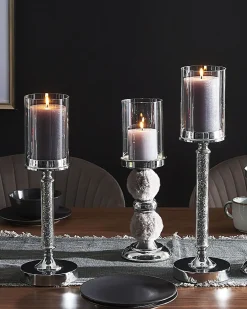 Lysestage ABBEVILLE Glas 41 cm Sølv