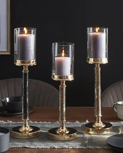 Lysestage ABBEVILLE Glas 48 cm Sort