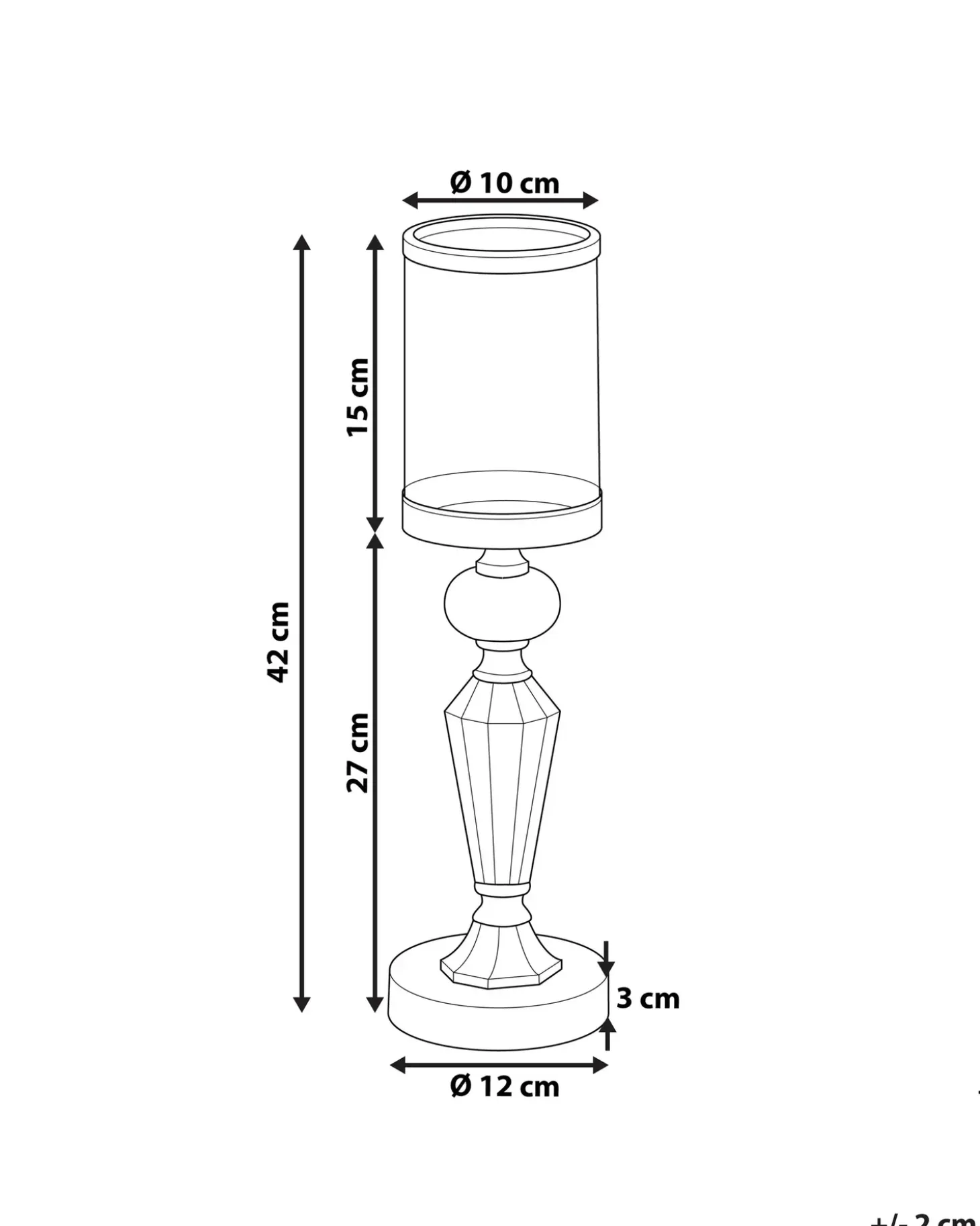 Lysestage BONAO Glas 42 cm Sølv