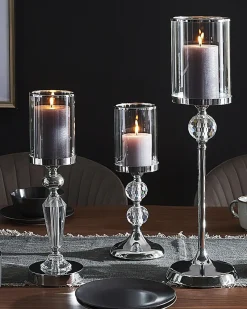 Lysestage BONAO Glas 42 cm Sølv