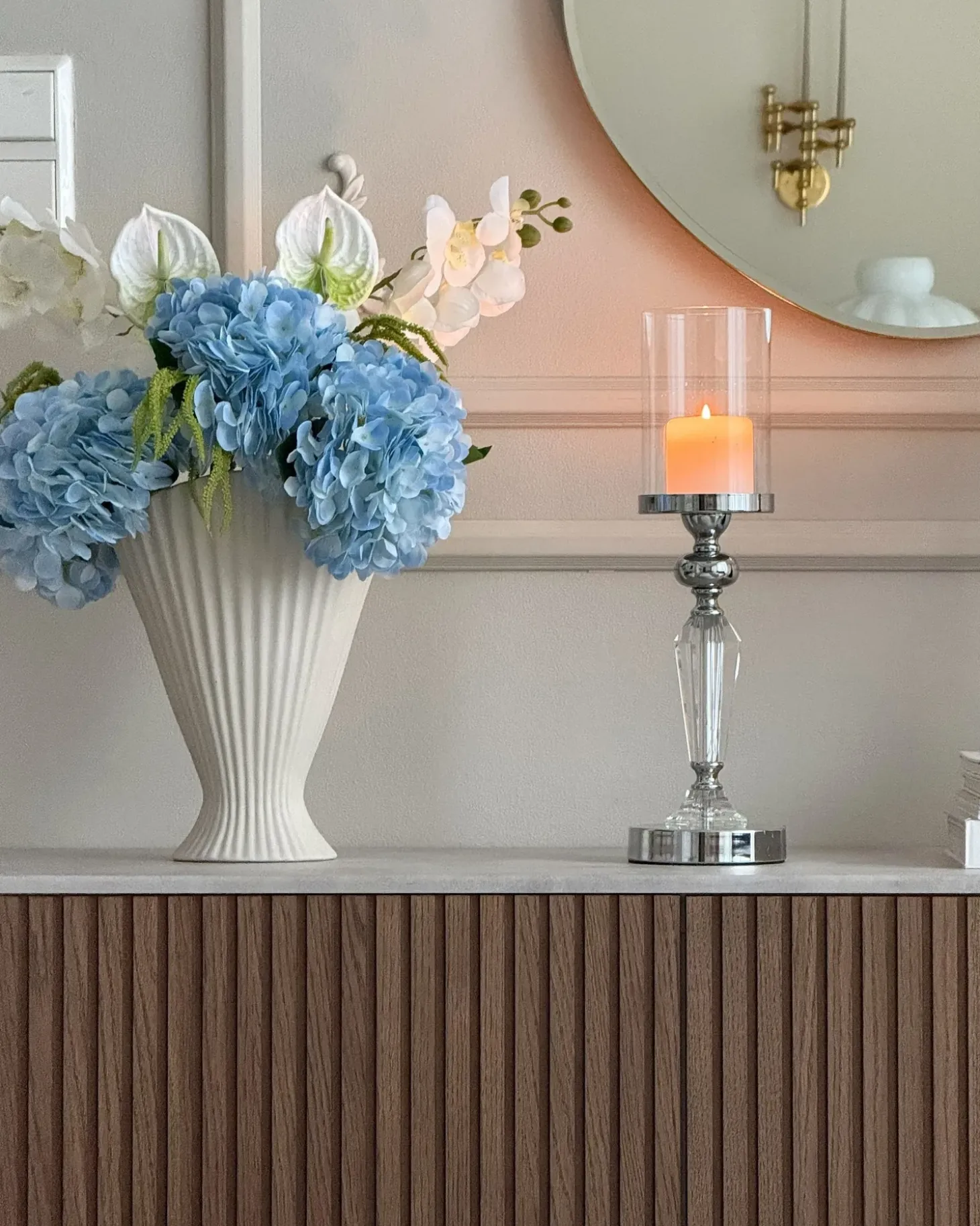Lysestage BONAO Glas 42 cm Sølv