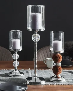 Lysestage COTUI Glas 58 cm Sølv