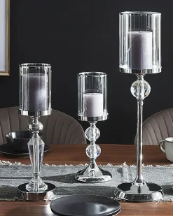 Lysestage COTUI Glas 36 cm Sølv