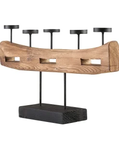 Lysestage GUATEMALA Fyretræ 36 cm Brun