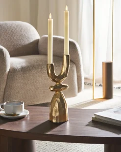 Lysestage KRADENIK Metal 33 cm Guld