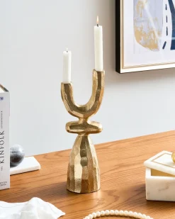 Lysestage KRADENIK Metal 33 cm Guld