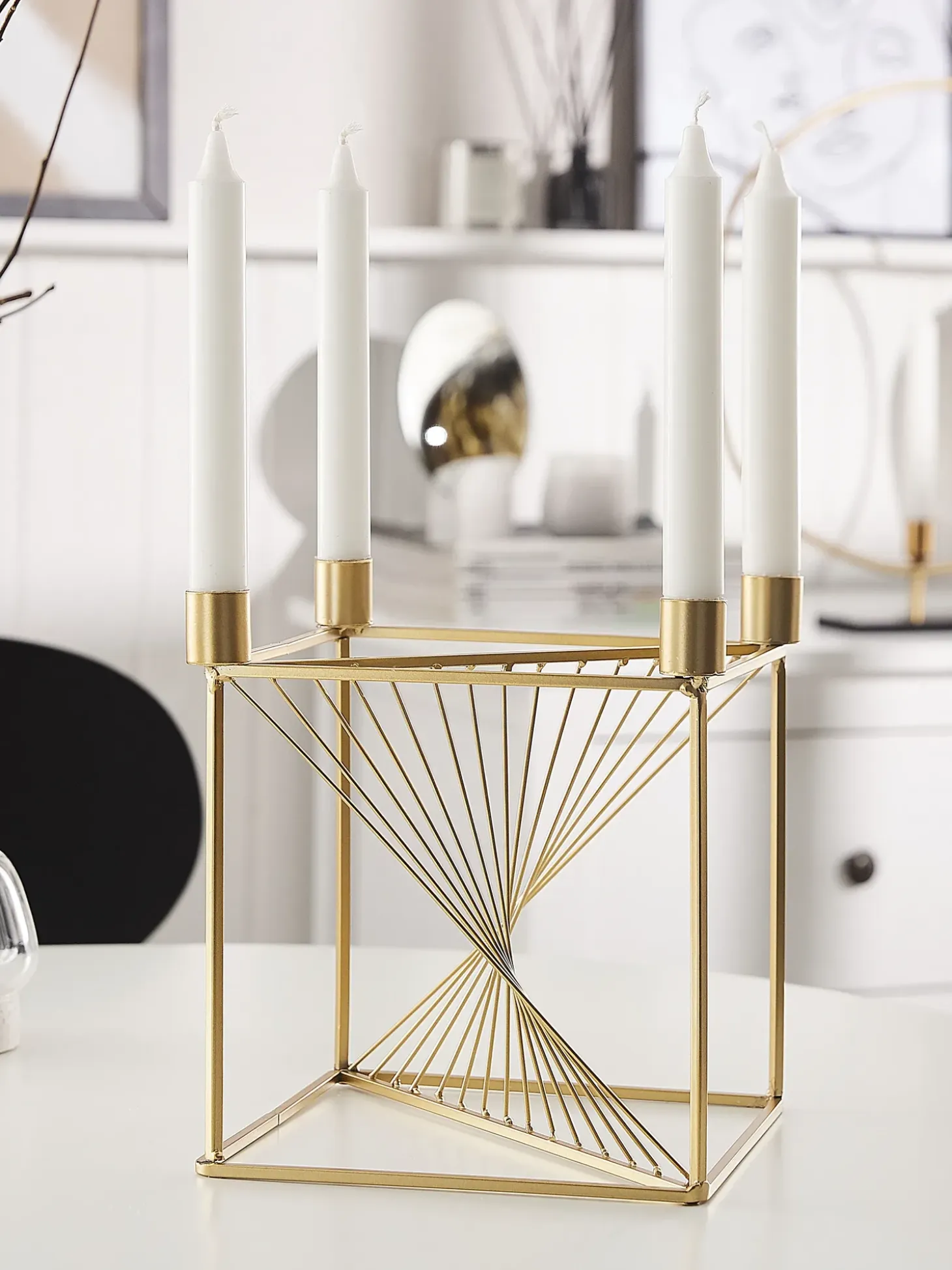 Lysestage MINDORO Metal 23 cm Guld