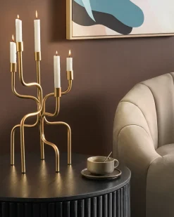 Lysestage PORRTELA Metal 50 cm Guld