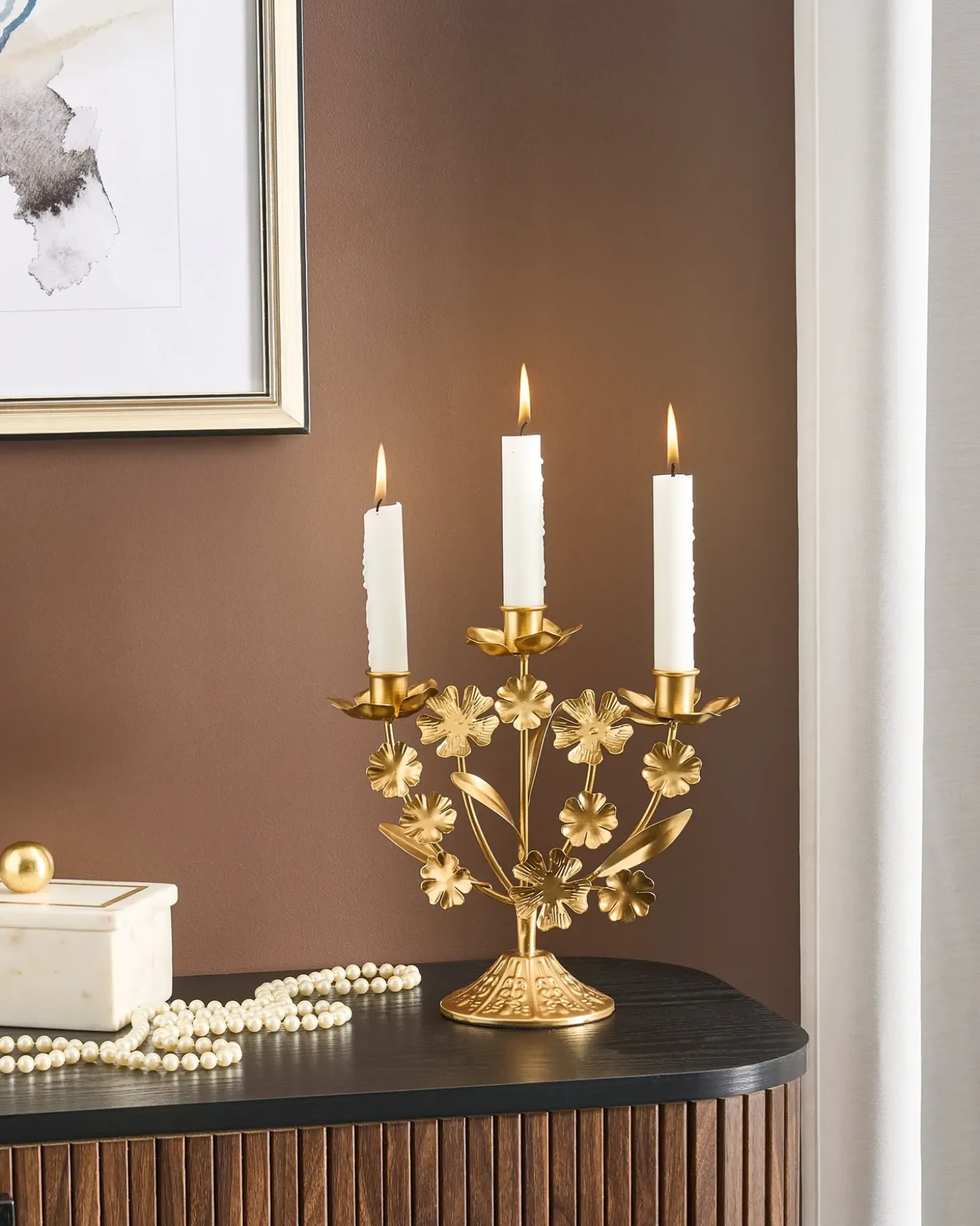 Lysestage RAMADA Metal 25 cm Guld