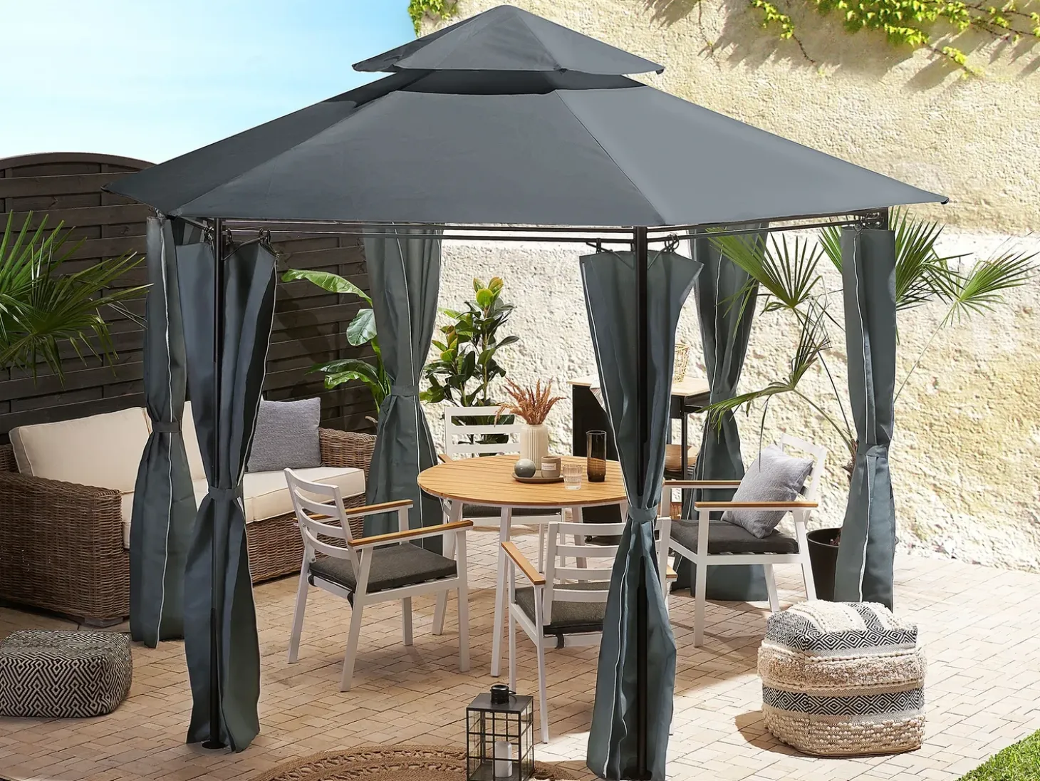 Lysthus PORTEL Metal 350 cm 350 cm Grafit