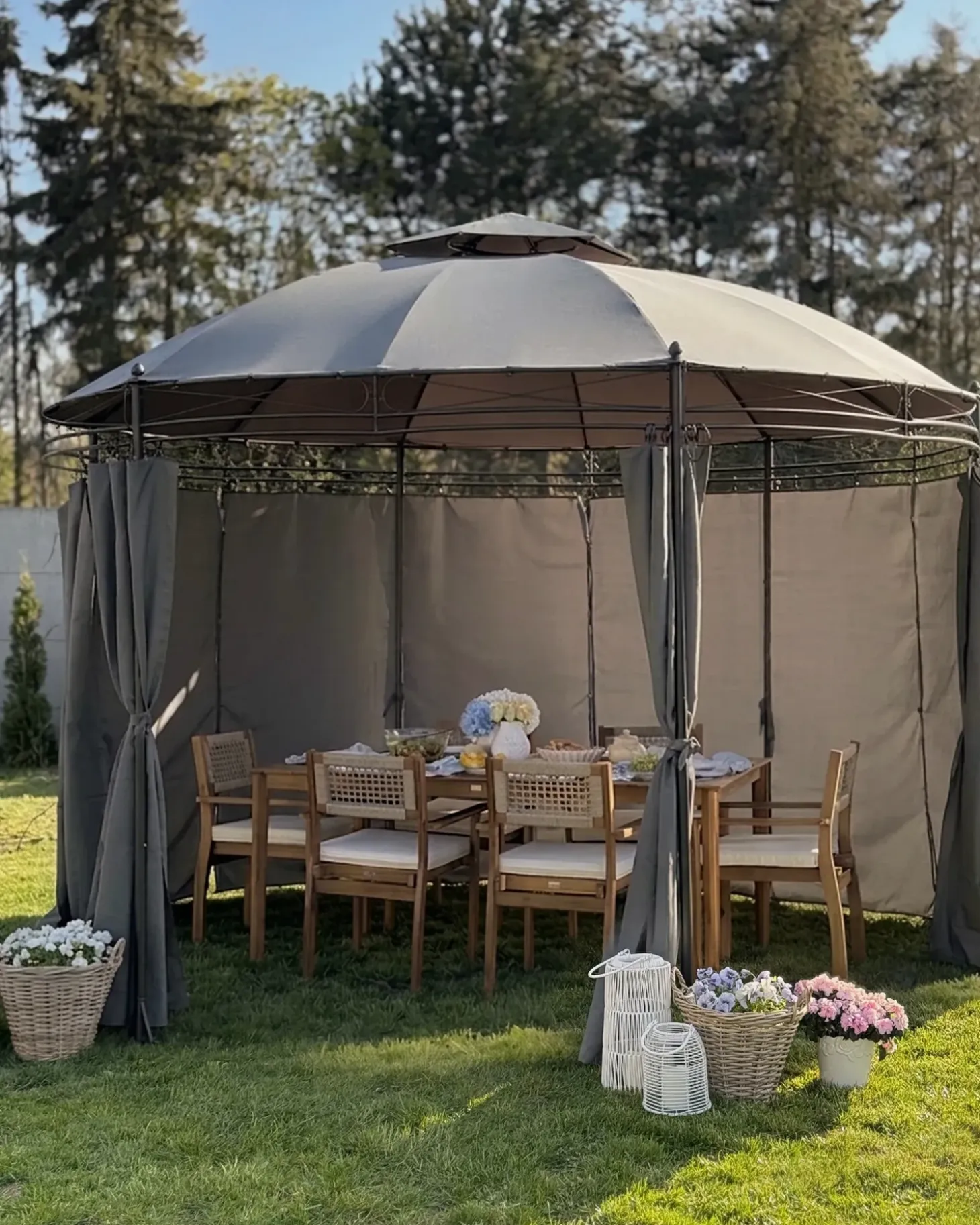 Lysthus SAFARA Metal 368 cm 368 cm Grafit