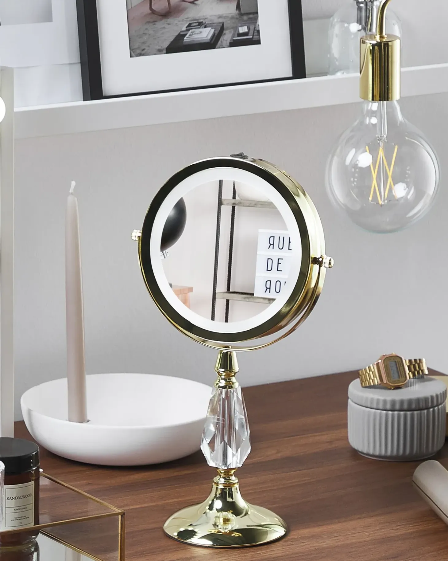 Makeup spejl LED MAURY Guld