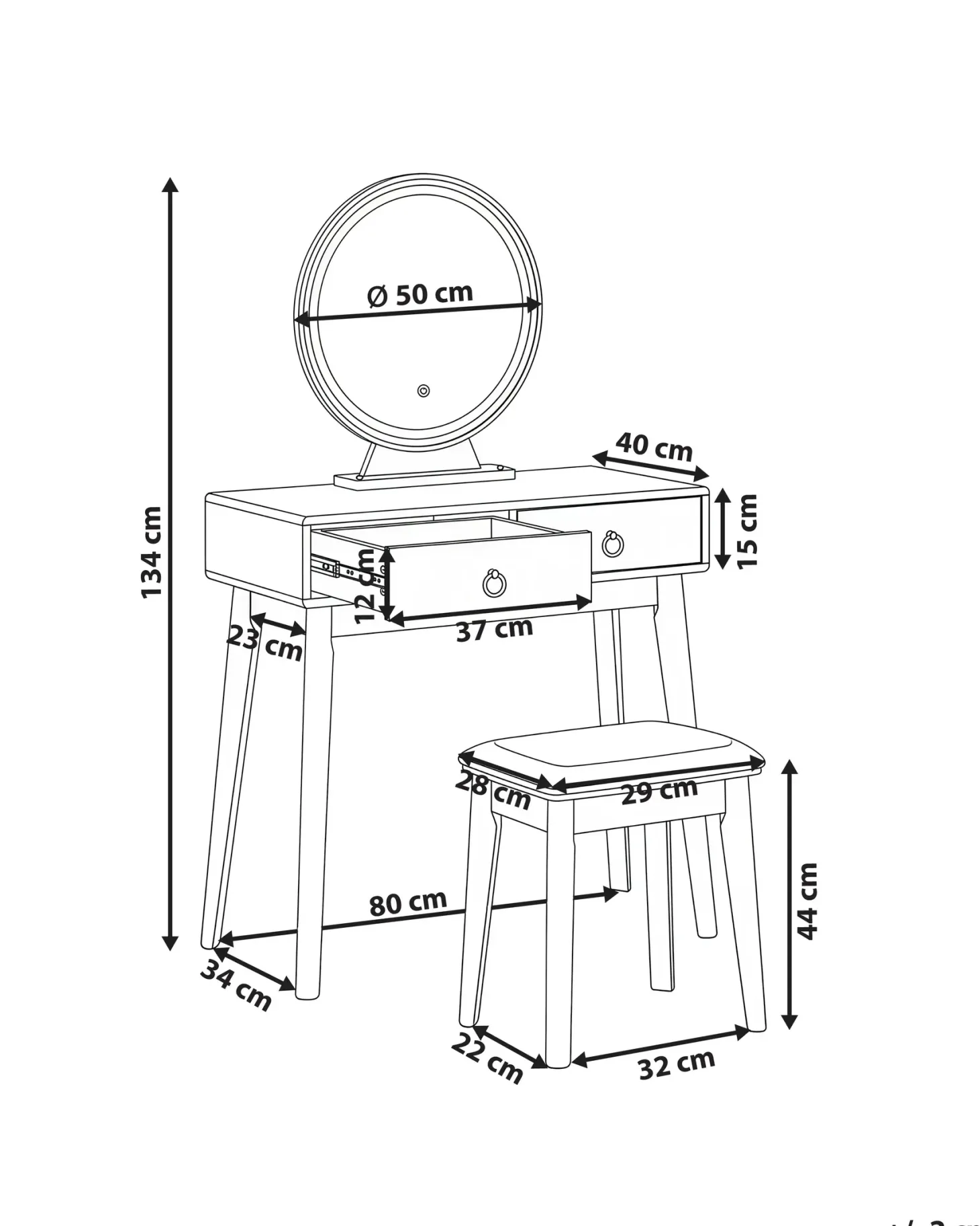 Makeup Bord FEDRY LED Smaragdgrøn