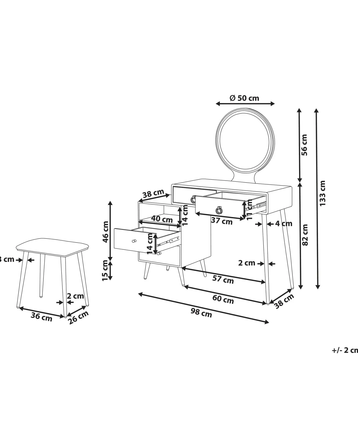 Makeup Bord YVES LED Hvid