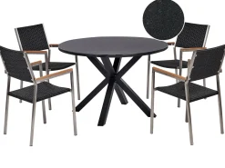 MALETTO/GROSSETO 4 personers Havemøbelsæt Sort PE-rattan