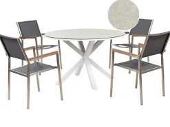 MALETTO/GROSSETO 4 personers Havemøbelsæt Grå/beige Metal Marmor effekt