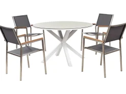 MALETTO/GROSSETO 4 personers Havemøbelsæt Grå/beige Metal Marmor effekt