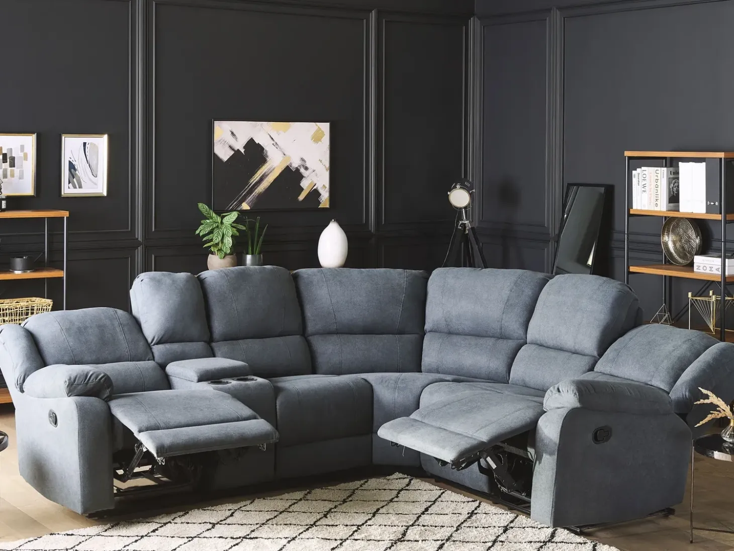 Manuel recliner hjørnesofa 5 personers ROKKE Grå Venstrevendt