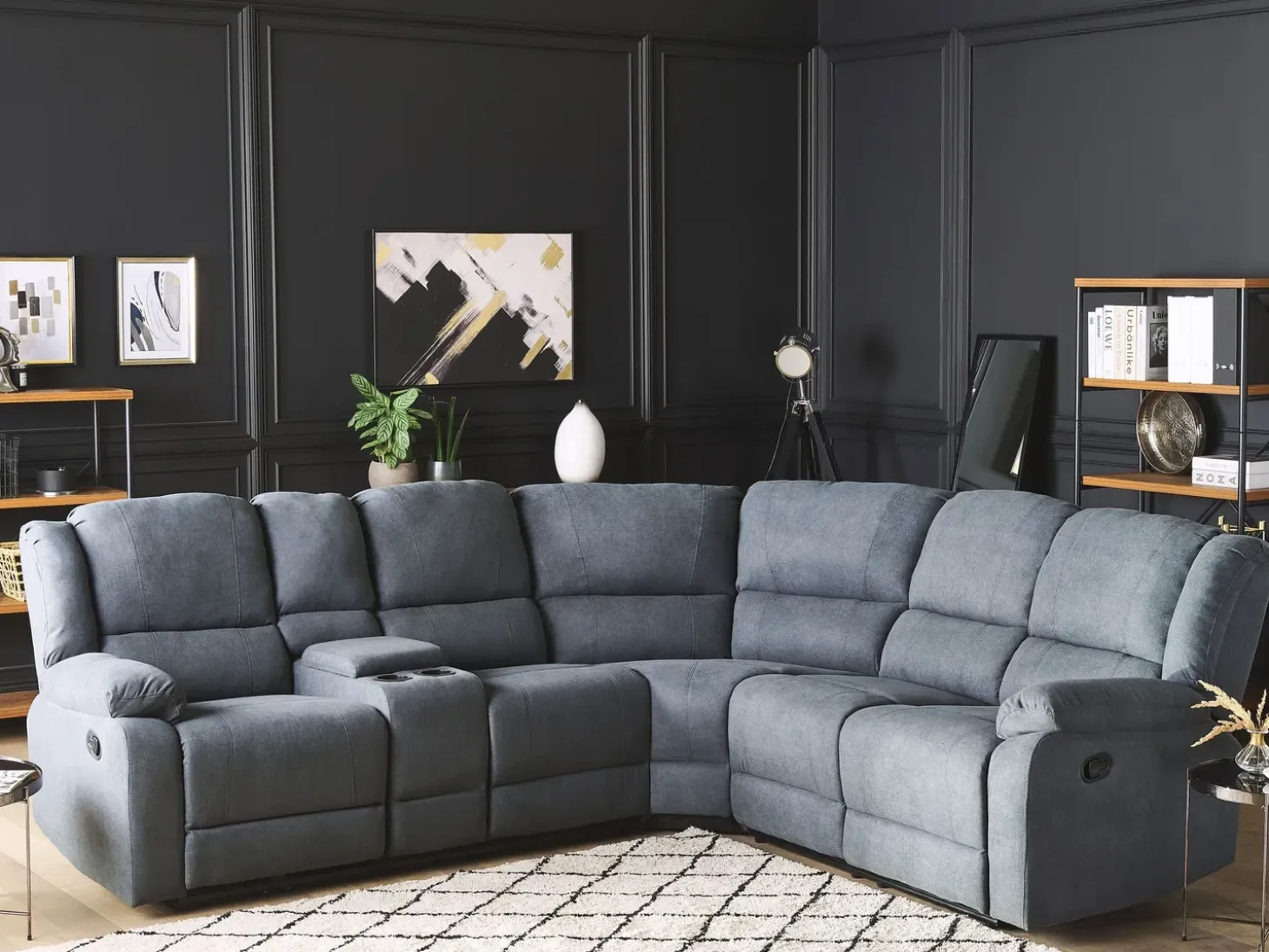 Manuel recliner hjørnesofa 5 personers ROKKE Grå Venstrevendt