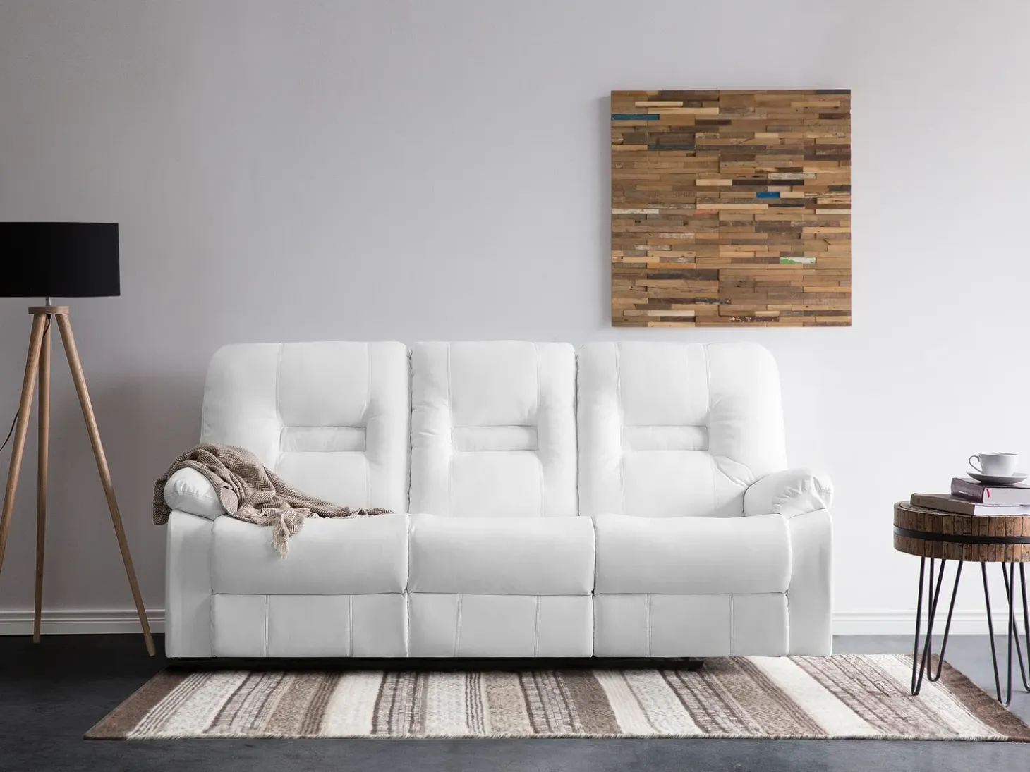 Manuel recliner sofa 3 personers BERGEN Kunstlæder Hvid