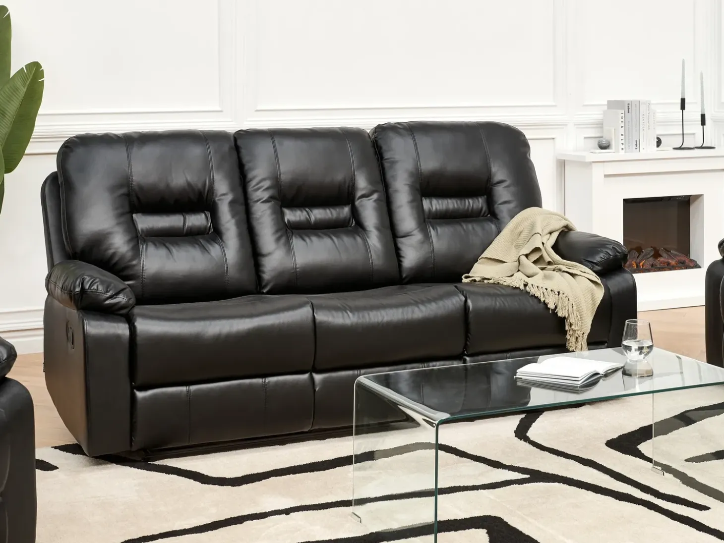 Manuel recliner sofa 3 personers BERGEN Kunstlæder Sort