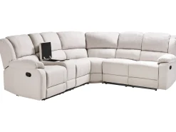Manuel recliner hjørnesofa 5 personers ROKKE Lys Beige Venstrevendt