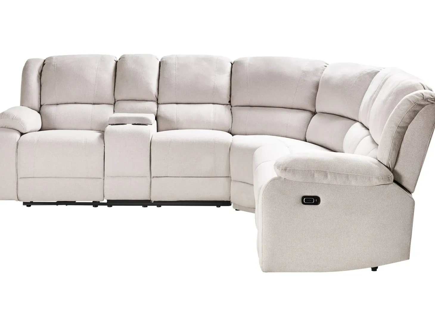 Manuel recliner hjørnesofa 5 personers ROKKE Lys Beige med USB-port Venstrevendt
