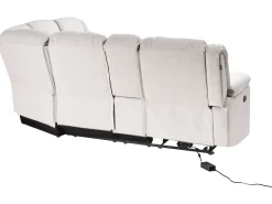 Manuel recliner hjørnesofa 5 personers ROKKE Lys Beige med USB-port Venstrevendt