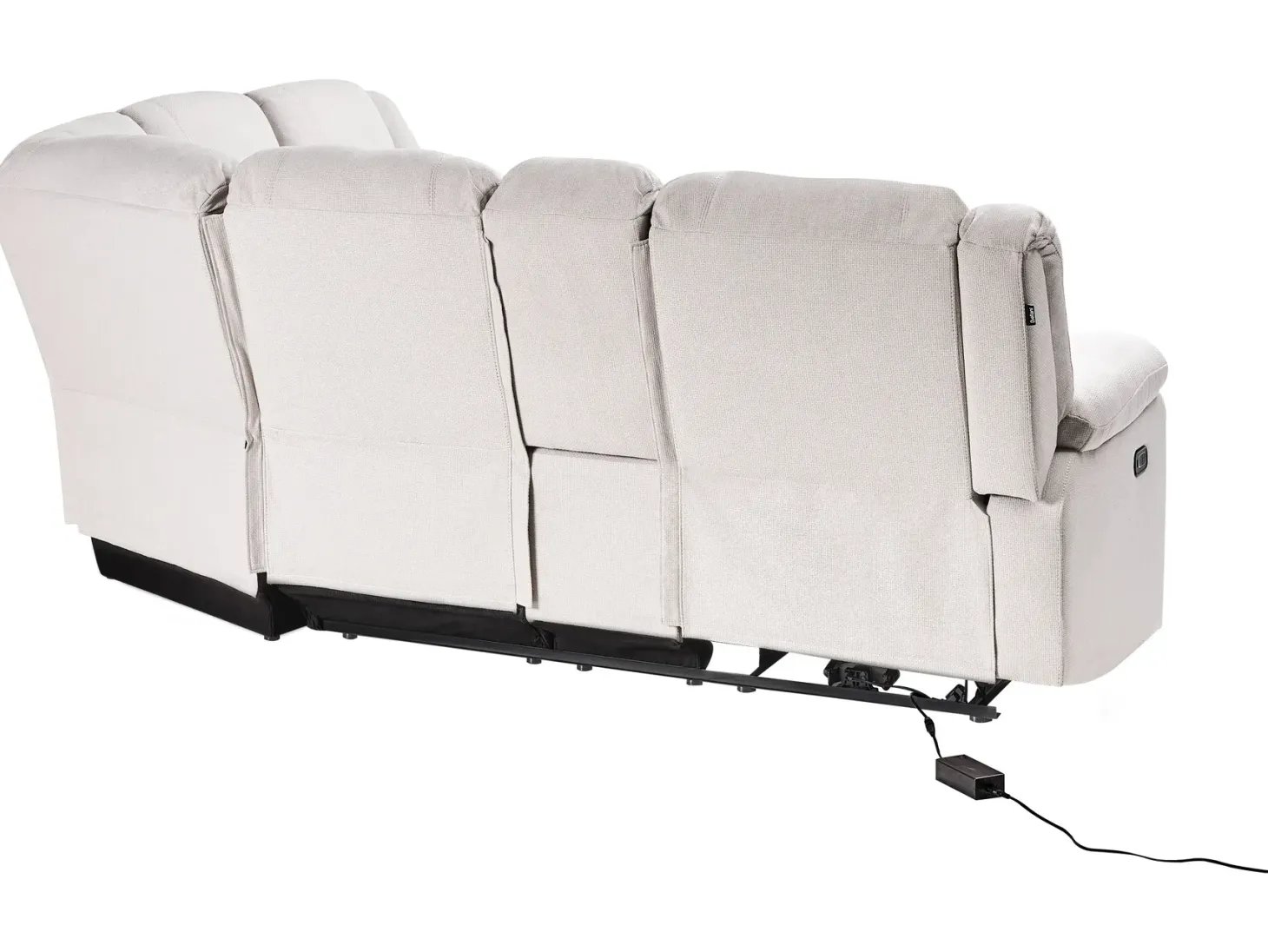 Manuel recliner hjørnesofa 5 personers ROKKE Lys Beige med USB-port Venstrevendt
