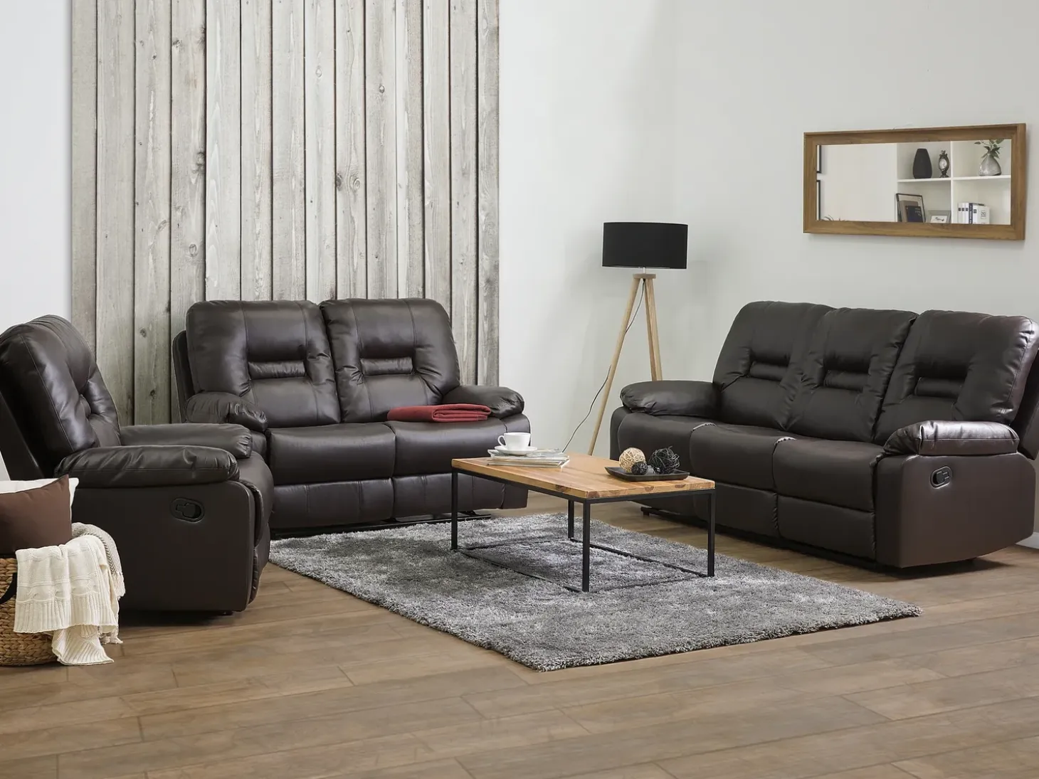 Manuel recliner sofasæt 6 personers BERGEN Kunstlæder Brun