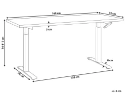 Manuelt justerbart hæve sænkebord DESTINES Hvid 160 cm 72 cm