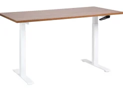 Manuelt justerbart hæve sænkebord DESTINES Brun/hvid 160 cm 72 cm
