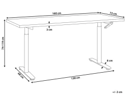 Manuelt justerbart hæve sænkebord DESTINAS Brun/hvid 160 cm 72 cm