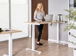 Manuelt justerbart hæve sænkebord DESTINES Lysebrun/hvid 160 cm 72 cm