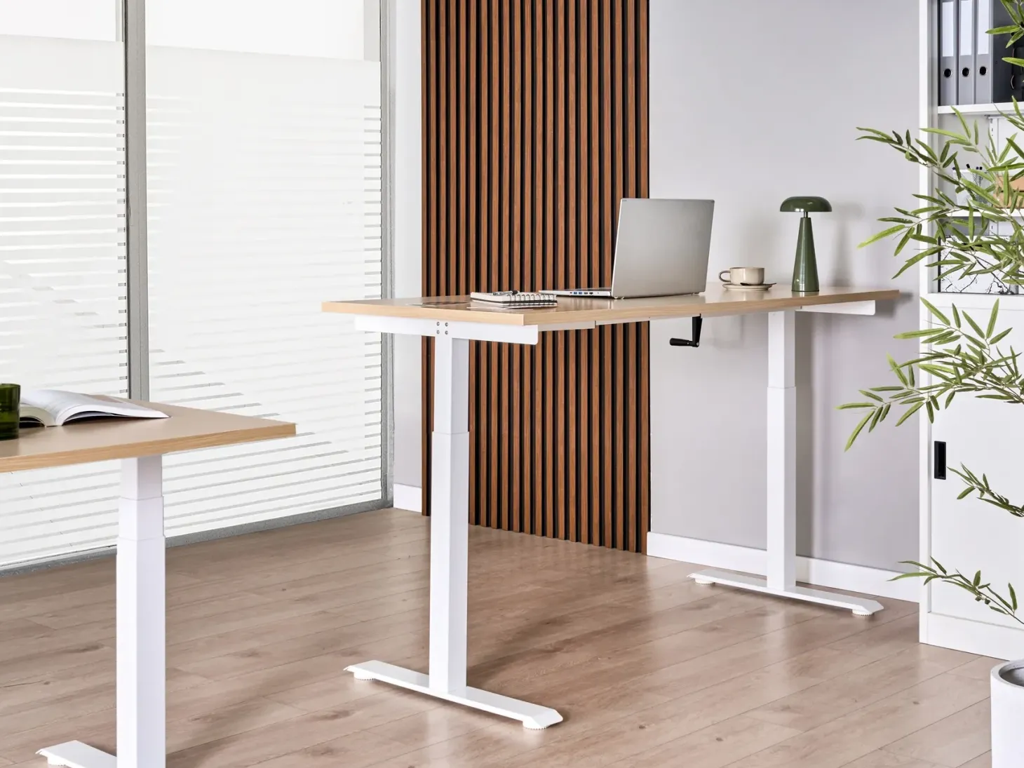 Manuelt justerbart hæve sænkebord DESTINES Lysebrun/hvid 160 cm 72 cm