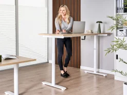 Manuelt justerbart hæve sænkebord DESTINAS Lysebrun/hvid 160 cm 72 cm