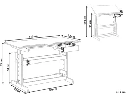 Manuelt justerbart hæve sænkebord NANNUP Hvid 110 cm 53 cm