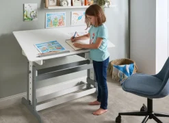 Manuelt justerbart hæve sænkebord NANNUP Hvid 110 cm 53 cm