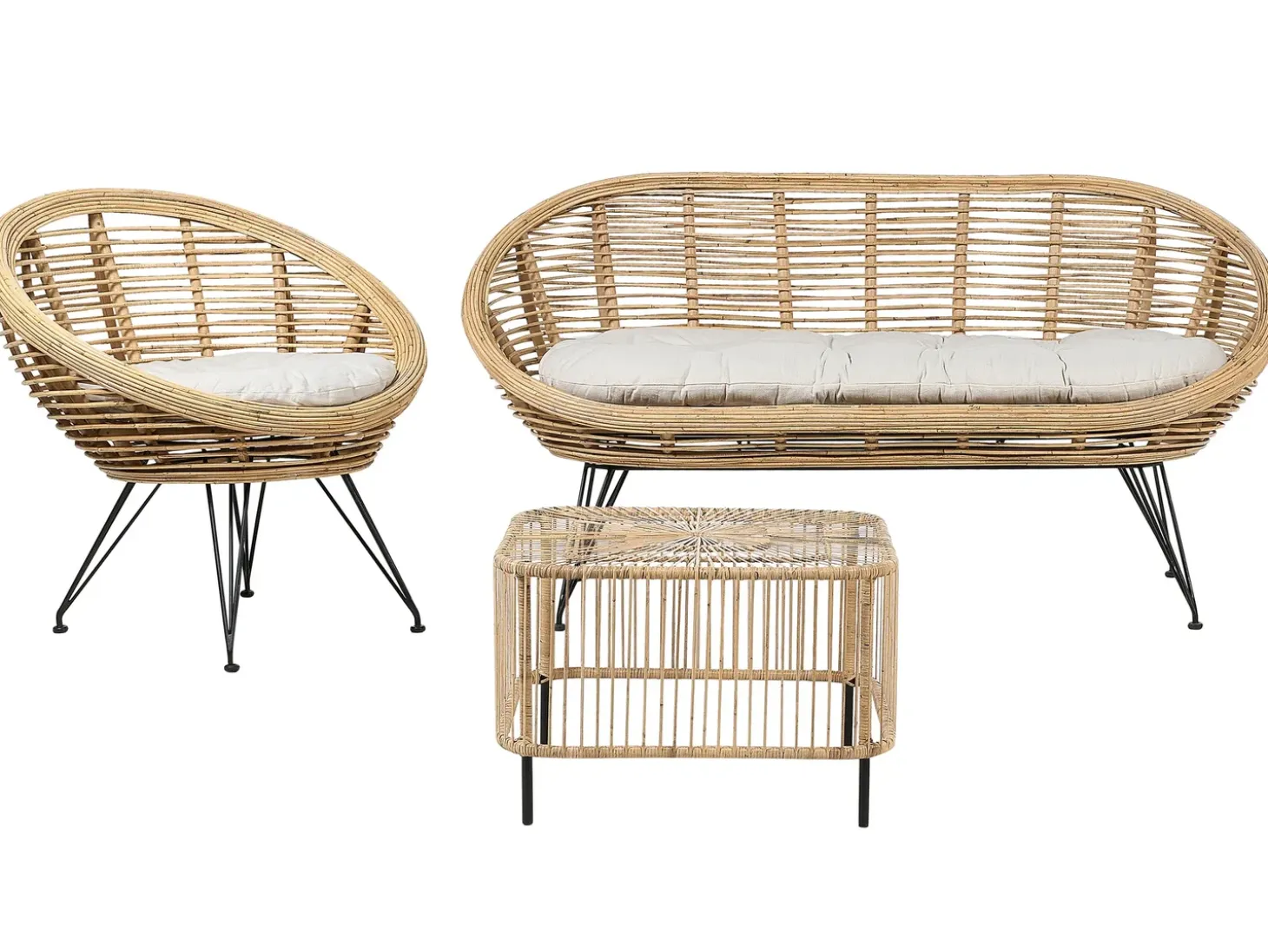 MARATEA/CESENATICO 3 personers Loungesæt med bord Naturlig Rattan