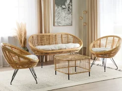 MARATEA/CESENATICO 4 personers Loungesæt med bord Naturlig Rattan