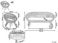 MARATEA/CESENATICO 4 personers Loungesæt med bord Naturlig Rattan