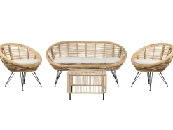 MARATEA/CESENATICO 4 personers Loungesæt med bord Naturlig Rattan