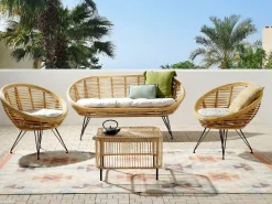 MARATEA/CESENATICO 4 personers Loungesæt med bord Naturlig Rattan