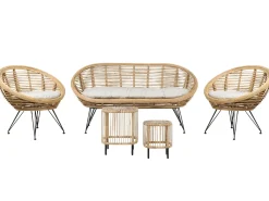 MARATEA/CESENATICO 4 personers Loungesæt med bord Naturlig Rattan