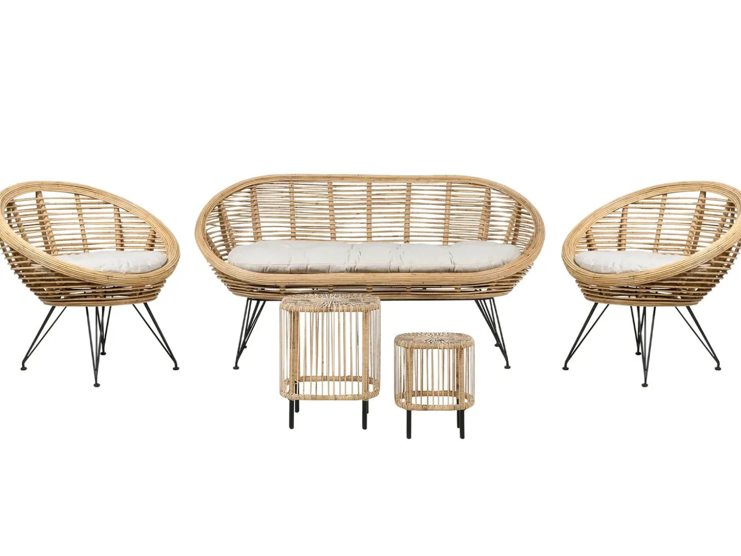 MARATEA/CESENATICO 4 personers Loungesæt med bord Naturlig Rattan