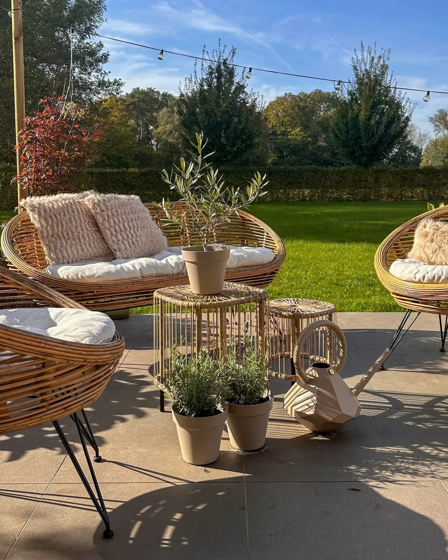 MARATEA/CESENATICO 4 personers Loungesæt med bord Naturlig Rattan