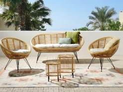 MARATEA/CESENATICO 4 personers Loungesæt med bord Naturlig Rattan