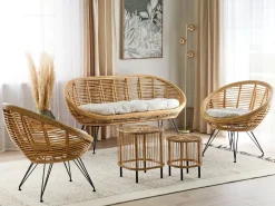 MARATEA/CESENATICO 4 personers Loungesæt med bord Naturlig Rattan