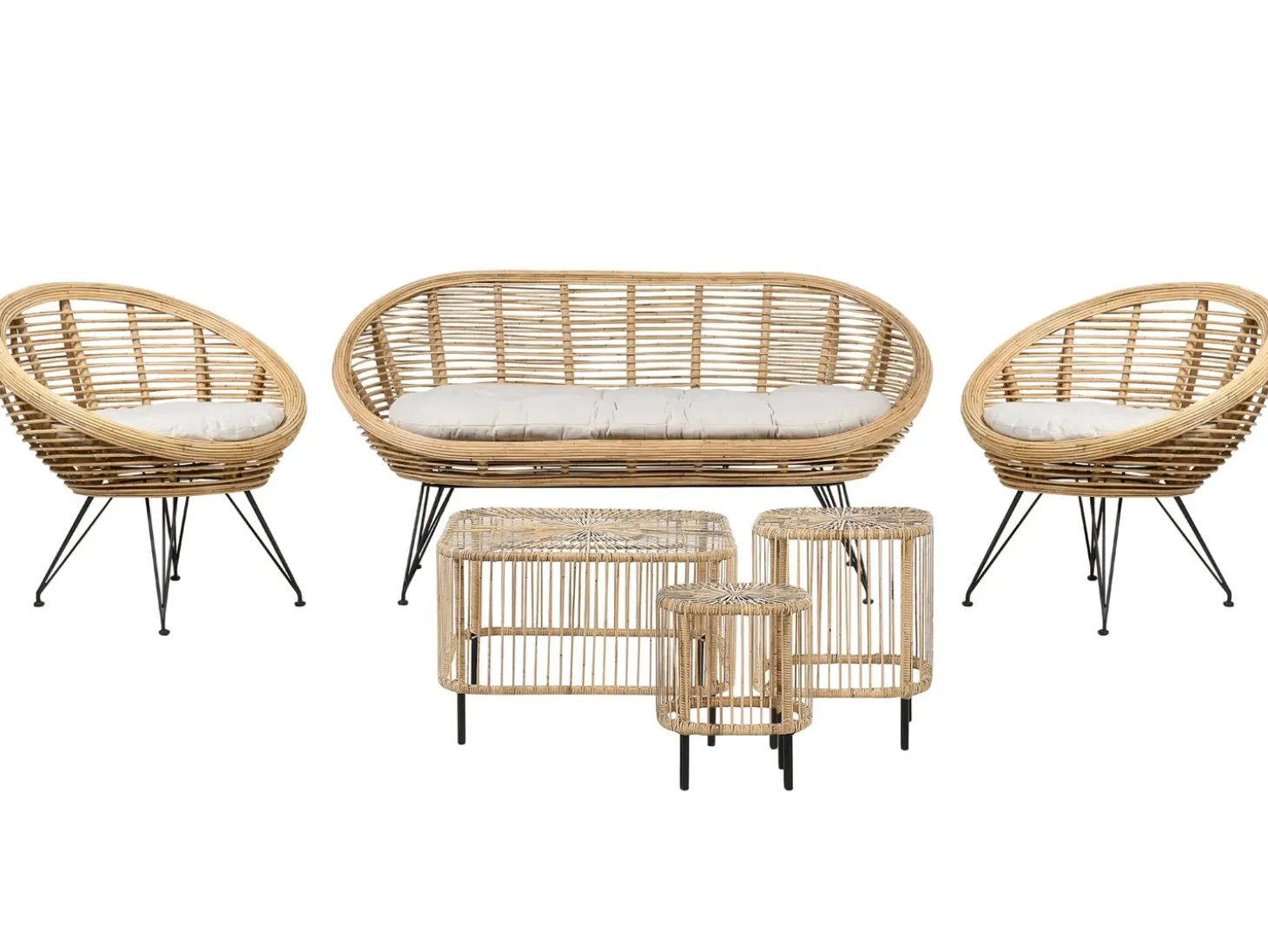 MARATEA/CESENATICO 4 personers Loungesæt med bord Naturlig Rattan